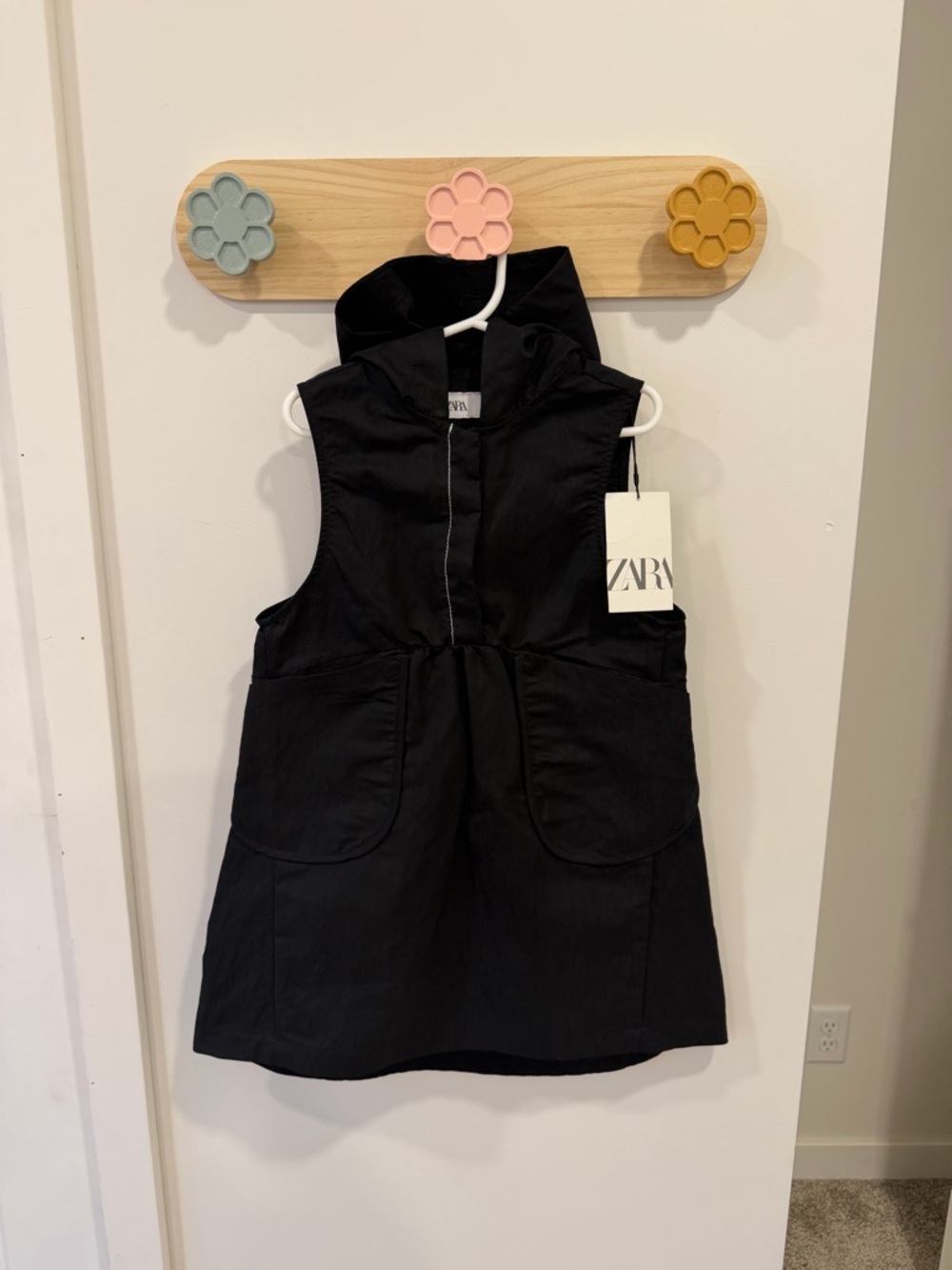 Zara Black Hooded Sleeveless Tunic Dress